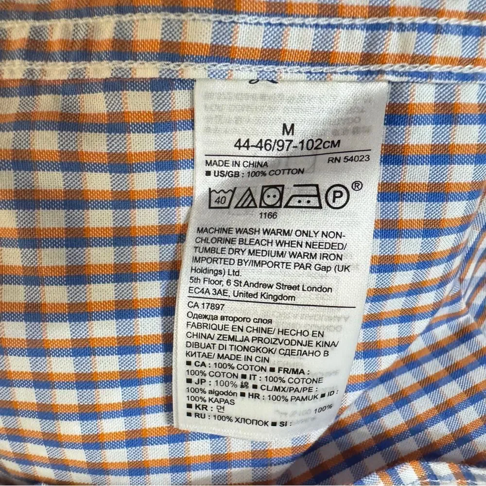 Banana Republic Mens M Checkered Dress Shirt Cotton Oxford CAMDEN Fit Blue white